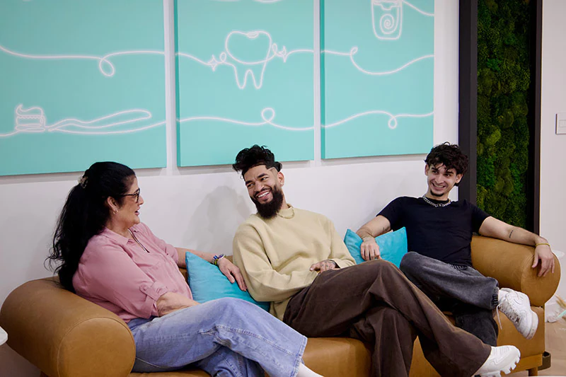 patients in the Flossy Dentistry waiting room